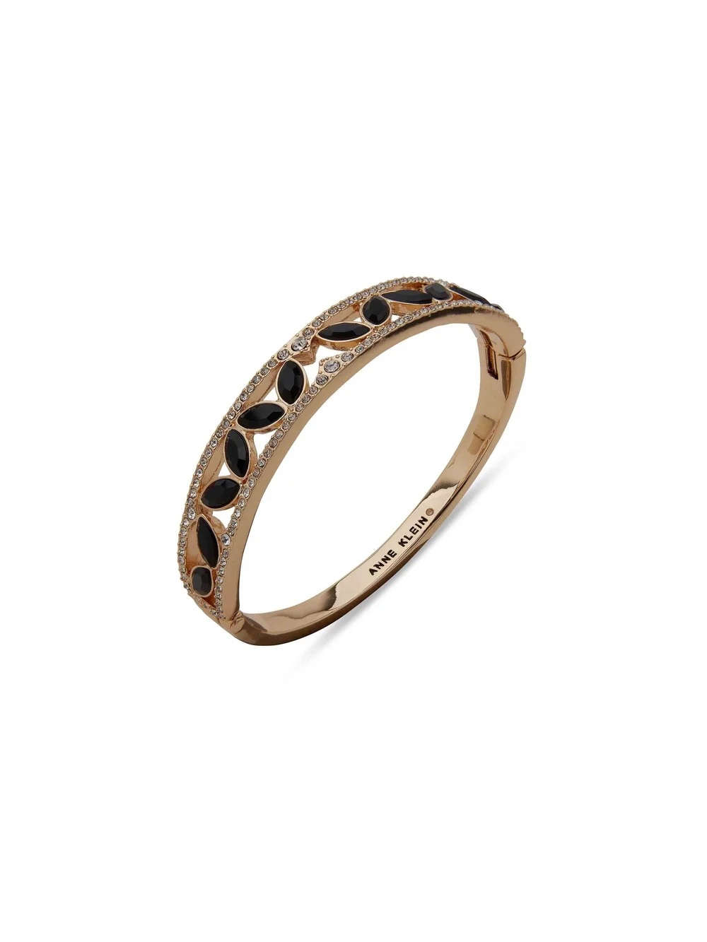 Anne Klein Jet & Crystal Navette Hinge Bangle Bracelet
